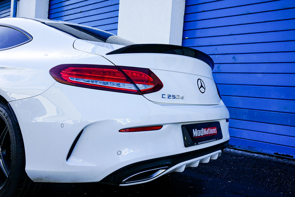 Gloss Black For Mercedes C-Class Coupe 2014-2019 AMG STX Style Spoiler