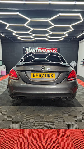 MERCEDES C CLASS W205 C63 STYLE GLOSS BLACK DIFFUSER WITH TIPS