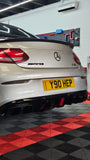 MERCEDES C CLASS C205 BRABUS STYLE GLOSS BLACK DIFFUSER WITH TIPS