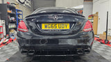 MERCEDES C CLASS W205 C63 STYLE GLOSS BLACK DIFFUSER WITH TIPS