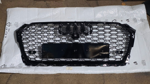 AUDI A5 S5 RS5 B9 HONEYCOMB STYLE GLOSS BLACK FRONT GRILLE WITH CAMERA
