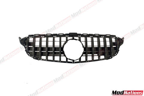 MERCEDES C CLASS W205 C205 PREFACELIFT GTR PANAMERICANA GLOSS BLACK GRILLE WITHOUT CAMERA