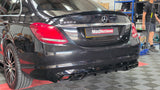 MERCEDES C CLASS W205 NON AMG LINE MODEL - C63 STYLE GLOSS BLACK DIFFUSER WITH TIPS