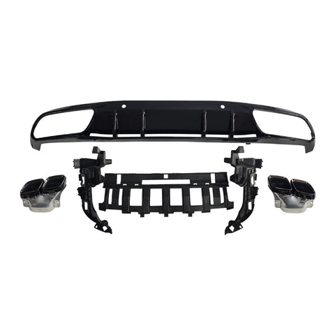 MERCEDES C CLASS C205 C63 STYLE GLOSS BLACK DIFFUSER WITH TIPS