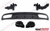 MERCEDES C CLASS W205 NON AMG LINE MODEL - C63 STYLE GLOSS BLACK DIFFUSER WITH TIPS