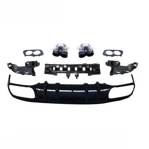 MERCEDES C CLASS C205 C63 STYLE GLOSS BLACK DIFFUSER WITH TIPS