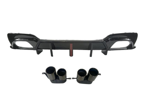 BMW 3 SERIES G20 G21 COMP STYLE LED (SLIM) GLOSS BLACK DIFFUSER WITH BLACK TIPS