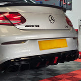 MERCEDES C CLASS C205 BRABUS STYLE GLOSS BLACK DIFFUSER WITH TIPS