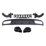 MERCEDES C CLASS W205 NON AMG LINE MODEL - C63 STYLE GLOSS BLACK DIFFUSER WITH TIPS