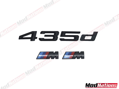 BMW 435D MATT BLACK BOOT BADGE + M FENDER BADGES