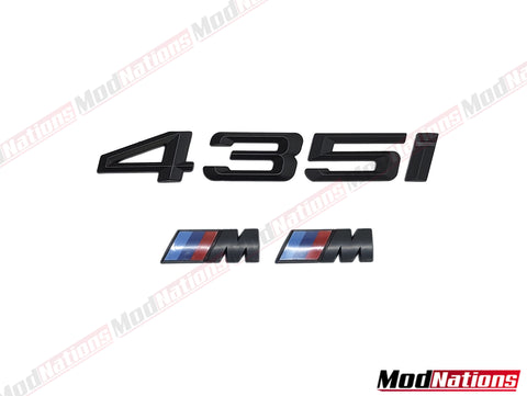BMW 435I MATT BLACK BOOT BADGE + M FENDER BADGES