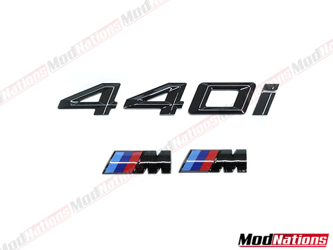 BMW 440I GLOSS BLACK BOOT BADGE + M FENDER BADGES