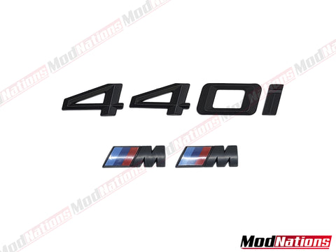 BMW 440I MATT BLACK BOOT BADGE + M FENDER BADGES