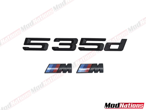 BMW 535D MATT BLACK BOOT BADGE + M FENDER BADGES