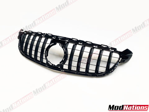 MERCEDES C63 W205 C205 GTR PANAMERICANA GLOSS BLACK GRILLE WITHOUT CAMERA (2015-2018)